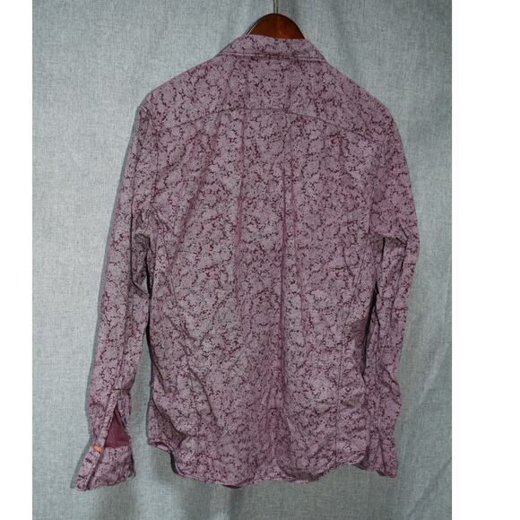 Hugo Boss Orange Men’s XL Long Sleeve Paisley Button-Down Shirt Purple Maroon - Picture 3 of 3